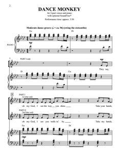 商品为SA 二声部合唱线谱 跳舞的猴子 Dance Monkey 贝克版 童声女声合唱+钢琴谱 有试听-云音圈