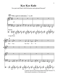 商品为SA 二声部合唱线谱 非洲民歌 Kye Kye Kule 布罗斯版 童声女声合唱+钢琴谱 打击乐伴奏 有试听-云音圈