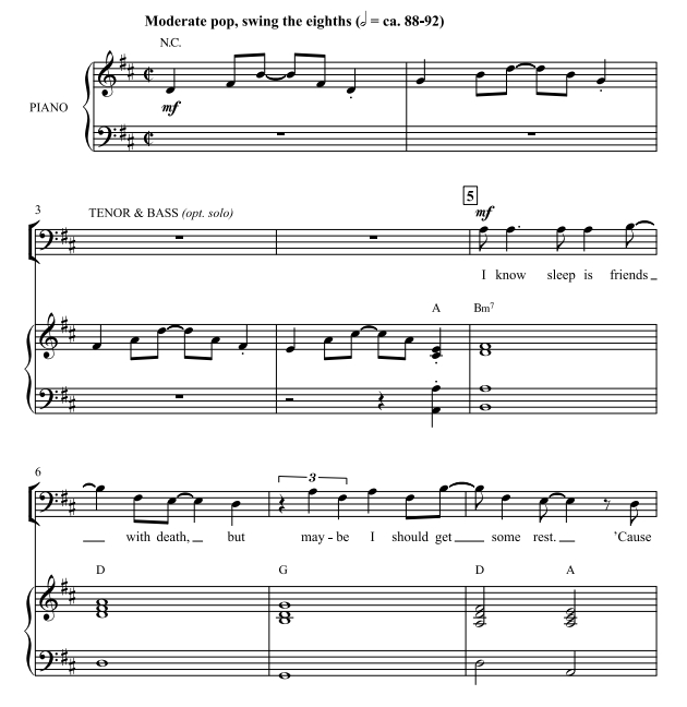 商品为SATB 四声部合唱线谱 Belong Together 贝克版  混声合唱谱 有试听