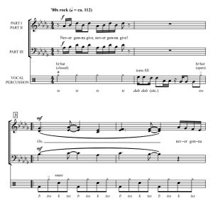 商品为SAB 三声部合唱线谱 Never Gonna Give You Up 夏尔普版 流行阿卡贝拉 无伴奏混声合唱谱 有试听-云音圈