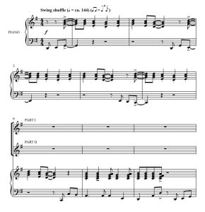 商品为SA 二声部合唱线谱 Ooey-Gooey Cinnamon Bun 贝克版 爵士风格 童声女声合唱+钢琴谱 有试听-云音圈