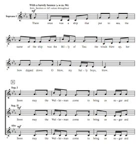 商品为SSA 三声部合唱线谱 The Wellerman 爱默生版 阿卡贝拉 童声女声无伴奏合唱谱 有试听-云音圈