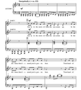 商品为SA 二声部合唱线谱 凯西琼斯的民谣 Ballad Of Casey Jones 加里纳版 童声女声合唱+钢琴谱 有试听-云音圈