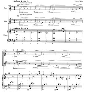 商品为SSAA 四声部合唱线谱 到我这里来 福雷斯特版  童声女声合唱+钢琴谱 有试听-云音圈