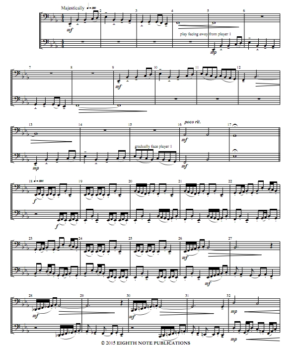 峡谷的回声 大号二重奏 总谱 共3页 有试听