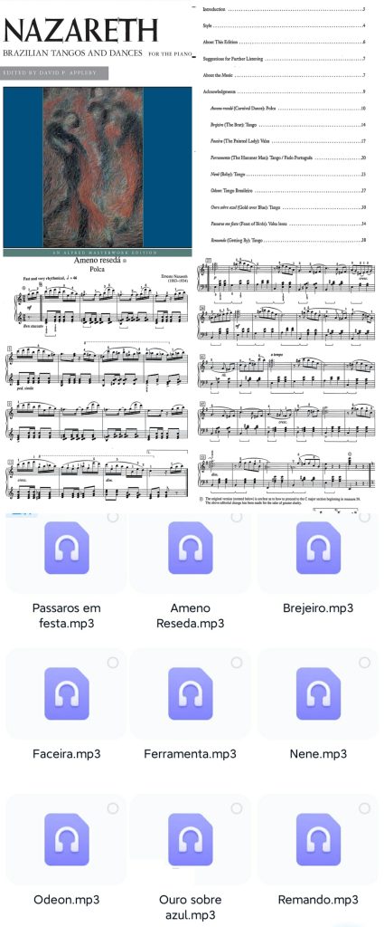 巴西作曲家钢琴家 纳夏莱斯【巴西探戈和舞曲】 9首冷门钢琴独奏乐谱 带音频