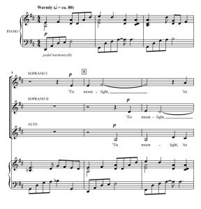 商品为SSA 三声部合唱线谱 月光 布罗斯版 童声女声合唱谱 有试听-云音圈