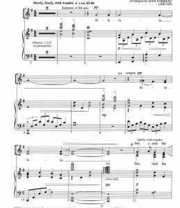 商品为SSAA 四声部合唱线谱 看哪，在冬日的雪地里 福雷斯特版 童声女声合唱+钢琴谱 有试听-云音圈