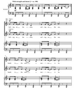 商品为SA 二声部合唱线谱 船员之歌 The Mariner 鲍尔版 童声女声合唱谱 有试听-云音圈