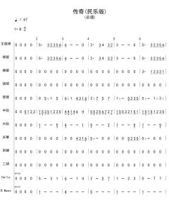 传奇 民乐总谱+分谱 简谱 有试听-云音圈