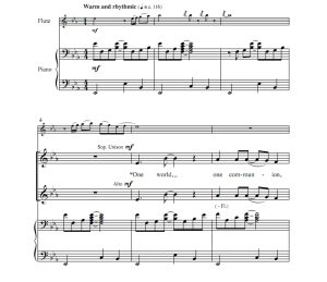 商品为SSA 三声部合唱线谱 同一个世界，同一个共融 乔普林版 童声女声合唱谱 有试听-云音圈