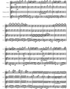 如果我有朱尔的魔琴 亨德尔 约书亚 2长笛与2单簧管四重奏 总谱 有试听-云音圈