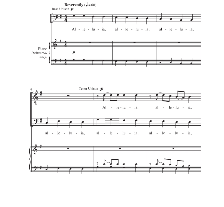 商品为SATB 四声部合唱线谱 阿利路亚 ALLELUIA 米勒版 混声合唱谱 有试听