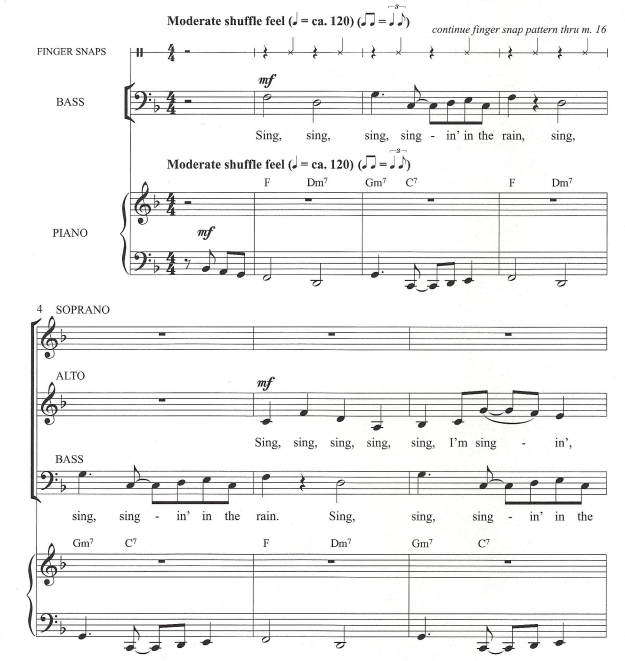 商品为SATB 四声部合唱线谱 雨中曲  海斯版  混声合唱谱 有试听