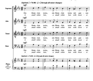 商品为SATB 四声部合唱线谱 Ein Hennlein weiss 利维特版 阿卡贝拉 混声无伴奏合唱谱 有试听-云音圈