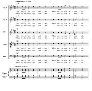 商品为SSATB 五声部合唱线谱 My Bonny Lass She Smileth 利维特版 阿卡贝拉 混声无伴奏合唱谱 有试听-云音圈