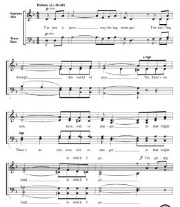 商品为SATB 四声部合唱线谱 Poor Wayfaring Stranger 罗宾逊版 阿卡贝拉 混声无伴奏合唱谱 有试听-云音圈