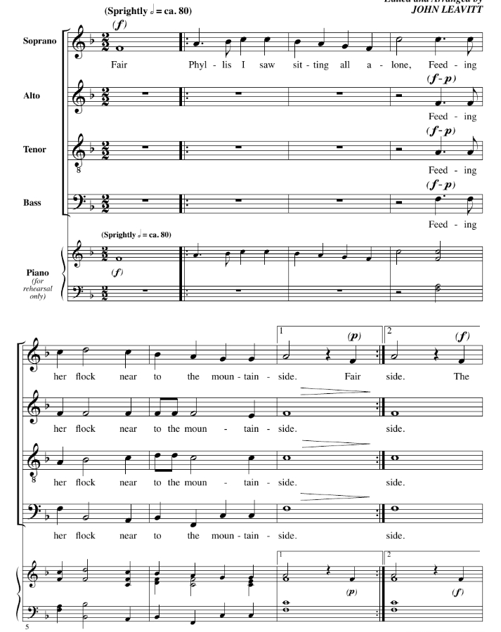 商品为SATB 四声部合唱线谱 The Madrigal Singer 利维特版 阿卡贝拉 混声无伴奏合唱谱 有试听
