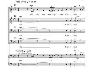 商品为TTBB 四声部合唱线谱 The Parting Glass 帕格尔 阿卡贝拉 男声无伴奏合唱谱 有试听-云音圈