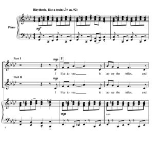 商品为SA 二声部合唱线谱 The Railway Train 格雷版 童声女声合唱谱 有试听-云音圈