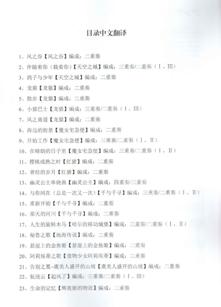 图片[2]-23首萨克斯重奏谱曲集 《宫崎骏动画音乐合集》二重奏 三重奏 四重奏 都有