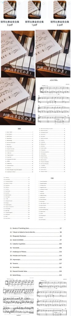 钢琴比赛金奖合集三册 130首左右 包含初中高级难度 比赛教学必备合集