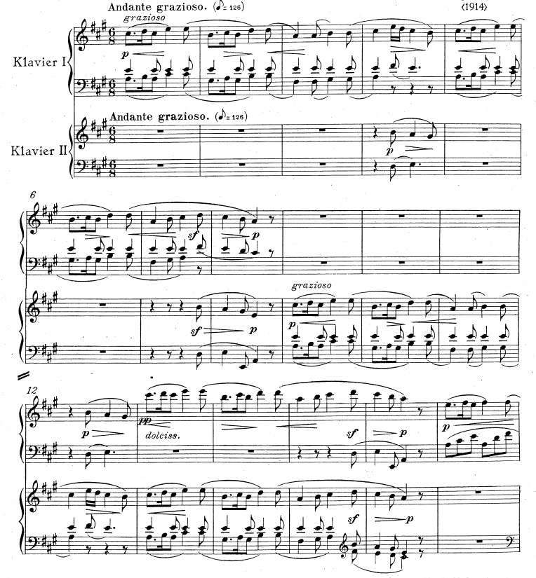 雷格－莫扎特主题双钢琴变奏曲与赋格 Op.132a 双钢琴谱 有试听