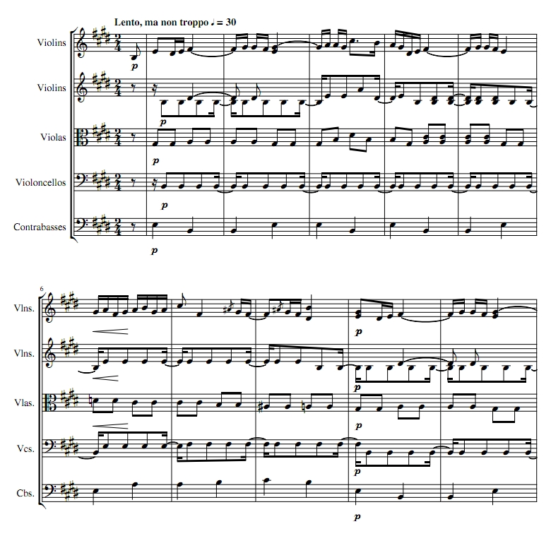 肖邦 离别曲 Tristesse OP.10 No.3 弦乐五重奏 总谱+分谱 有试听