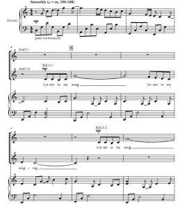 商品为SA 二声部合唱线谱 listen to my song 贝克版 童声女声合唱谱 有试听-云音圈