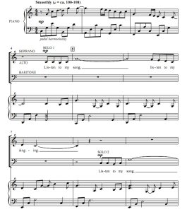 商品为SAB 三声部合唱线谱 listen to my song 贝克版 混声合唱谱 有试听-云音圈