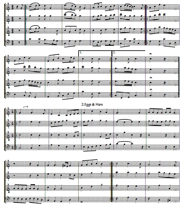 五首竖笛四重奏舞曲 总谱+分谱  有试听
