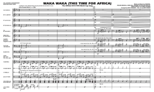 夏奇拉 Waka Waka 中级 行进管乐合奏 总谱+分谱 G3.5 有试听-云音圈