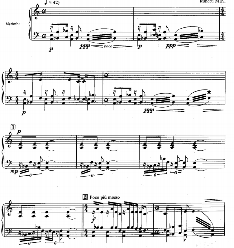 马林巴圣曲 马林巴独奏+打击乐四重奏 总谱 有试听