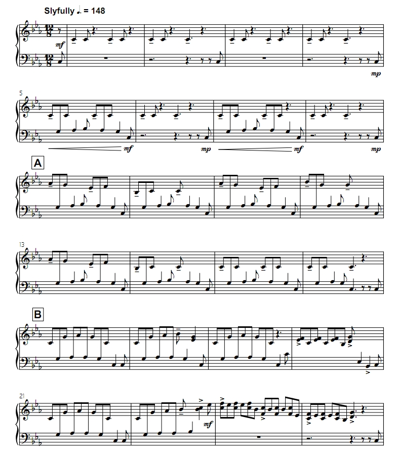 Blue Sly 中-高级 四槌 独奏 马林巴谱 有试听