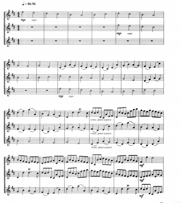 D大调卡农 小号三重奏 总谱+分谱 有试听