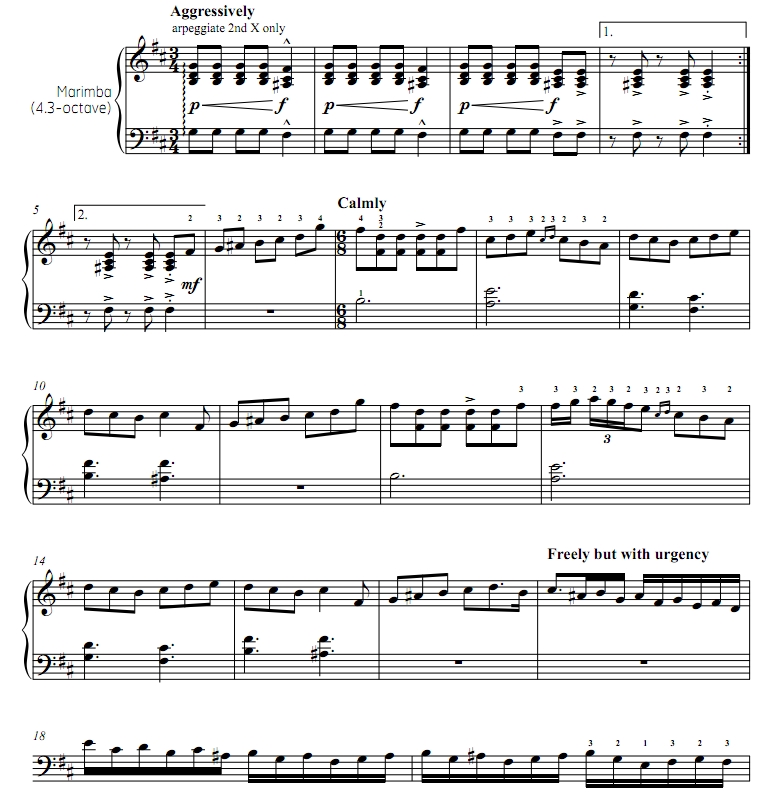 一天的好心情  中级 四槌 独奏 马林巴谱 有试听