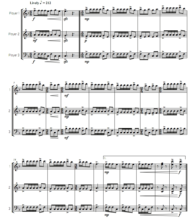 三个土匪   初-中级 单马林巴三重奏 总谱 有试听