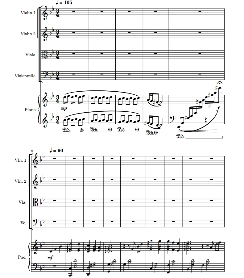 人生的旋转木马 哈尔的移动城堡 弦乐四重奏+钢琴 总谱+分谱 有试听