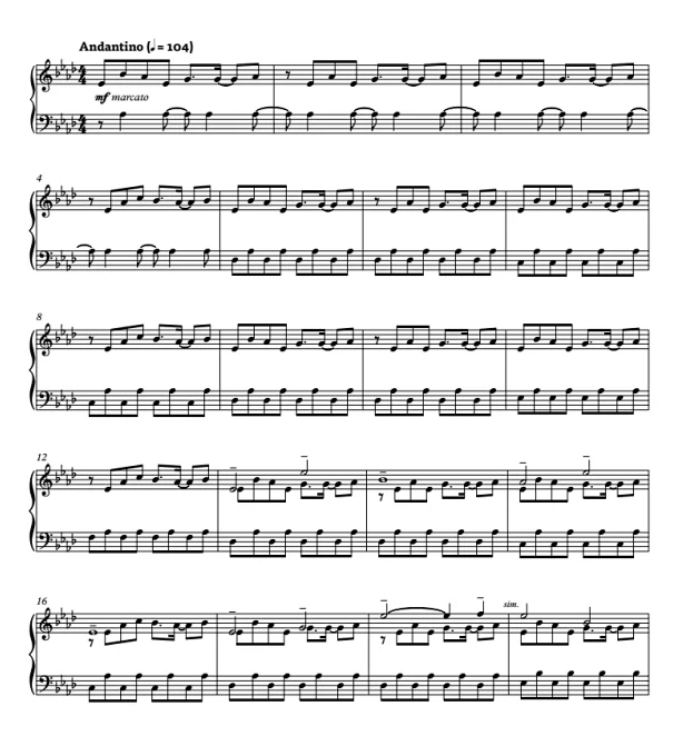 传说之下变奏曲 中级 4槌 独奏 马林巴谱  有试听