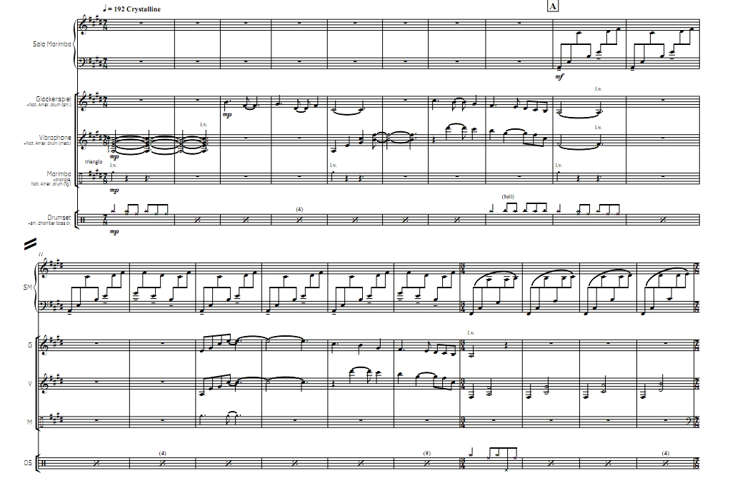 冷光  中-高级 马林巴+打击乐四重奏 总谱 有试听