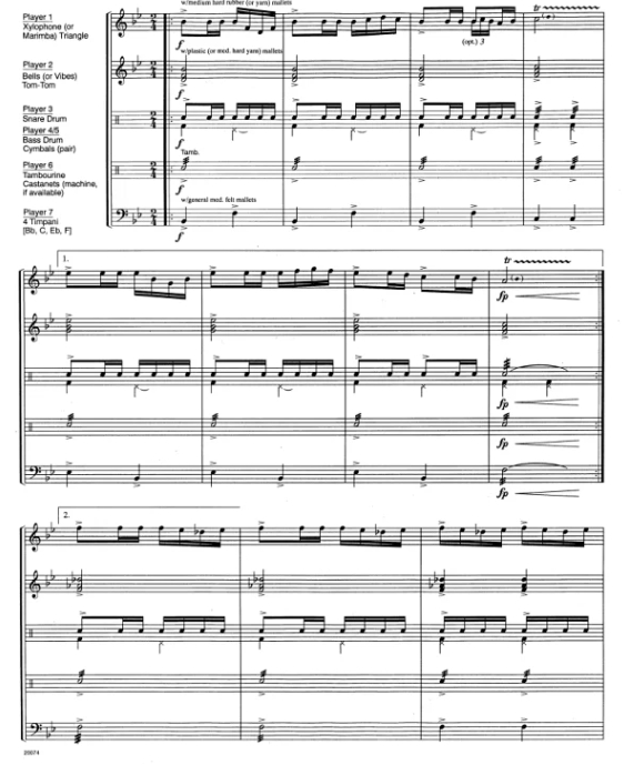 卡门节选 高级 马林巴定音鼓等 打击乐七重奏 总谱+分谱 有试听