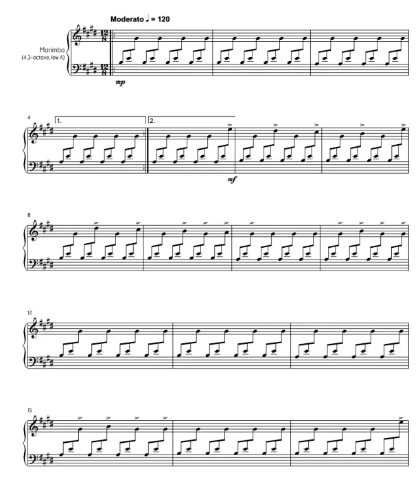 史密斯 葡萄奶奶 中级 四槌 独奏 马林巴谱 有试听