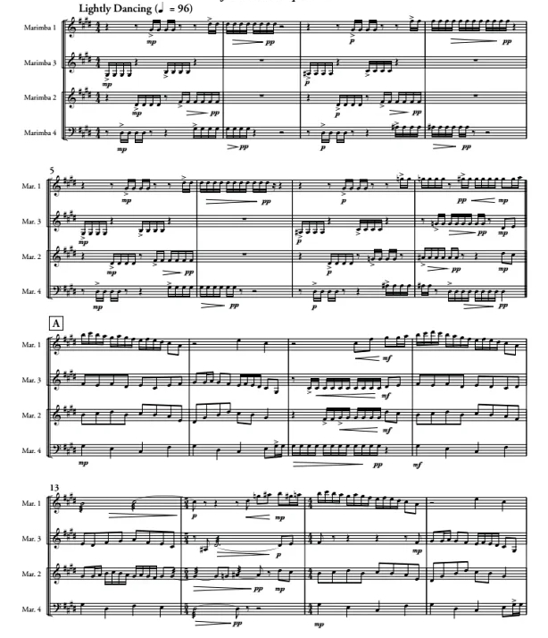 叶子飞舞 中级 马林巴四重奏总谱 有试听