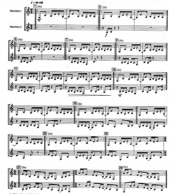 名古屋马林巴 简约派 莱奇版 马林巴二重奏总谱+分谱 有试听