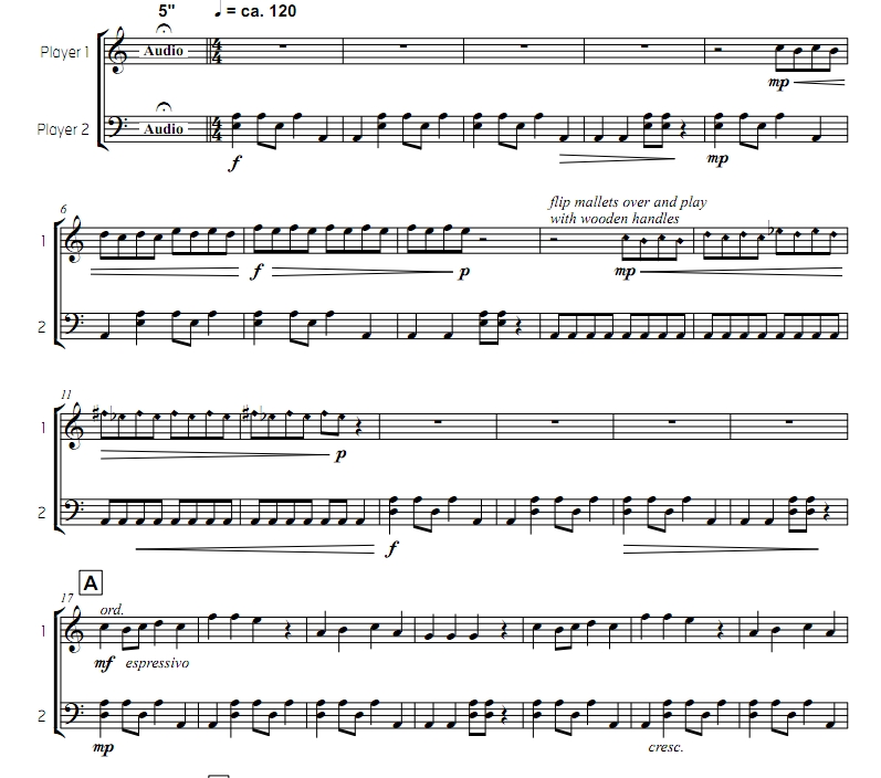 四元素 海尼版 初级 单马林巴二重奏 总谱 有试听