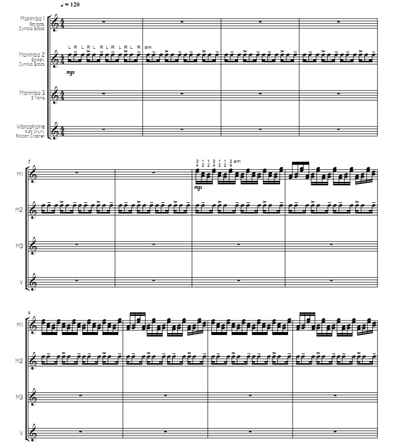 回旋 高级 舒尔茨版 马林巴颤音琴等 打击乐四重奏总谱 有试听