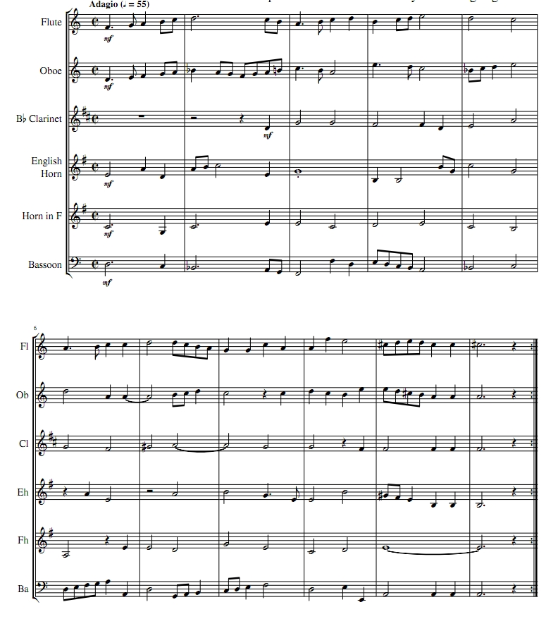 在天国   木管六重奏 总谱+分谱 有试听