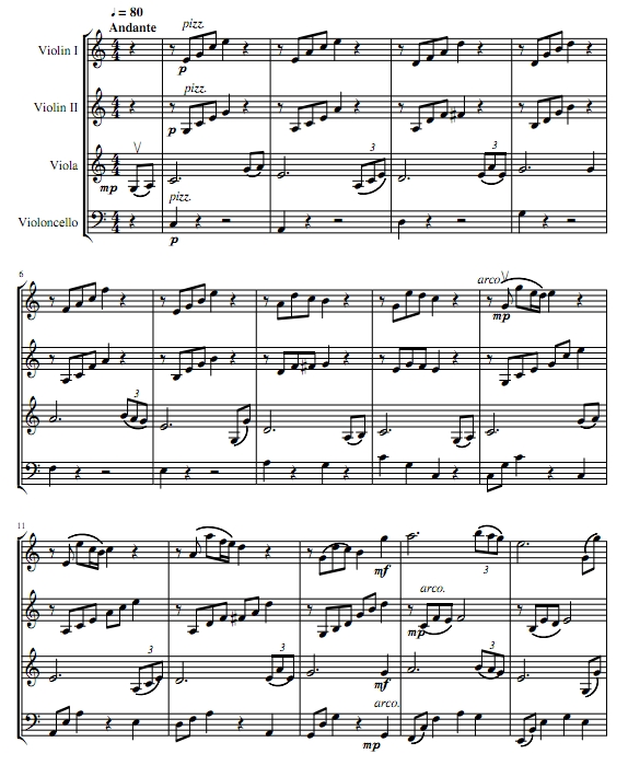 在水一方 弦乐四重奏 总谱+分谱 有试听