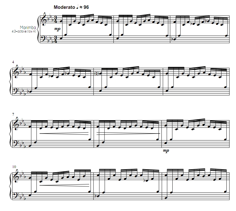 夏日花园练习曲 中级 派厄特版 四槌 独奏 马林巴谱 有试听