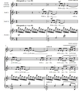 商品为SA 二声部合唱线谱 带着歌声进场 贝克版  童声女声合唱谱 有试听-云音圈